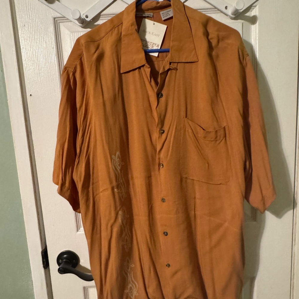 Men's Casual Button Down Shirt in Burnt Orange
